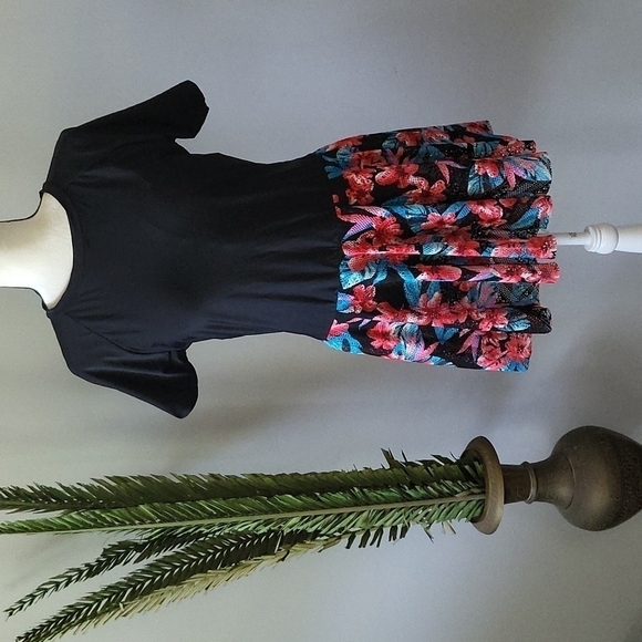 Eternatastic swim dress with tie back and laser cut floral print skirt NWOT - Picture 2 of 14